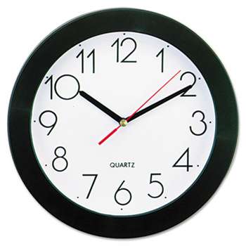 UNIVERSAL OFFICE PRODUCTS Round Wall Clock, 9 3/4", Black