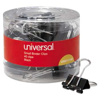 UNIVERSAL OFFICE PRODUCTS Small Binder Clips, 3/8" Capacity, 3/4" Wide, Black, 40/Pack