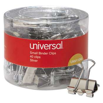 UNIVERSAL OFFICE PRODUCTS Small Binder Clips, 3/8" Capacity, 3/4" Wide, Silver, 40/Pack