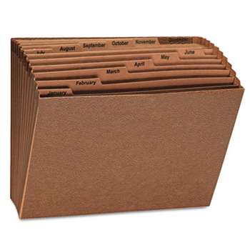 UNIVERSAL OFFICE PRODUCTS Expanding File, Open Top, 12 x 10, Jan.-Dec., Letter, Redrope