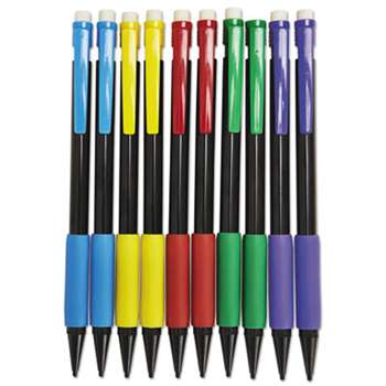 UNIVERSAL OFFICE PRODUCTS Soft Grip Mechanical Pencil, .7 mm, Assorted Barrel, 10/Pack