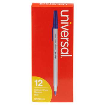 UNIVERSAL OFFICE PRODUCTS Economy Ballpoint Stick Oil-Based Pen, Blue Ink, Medium, Dozen