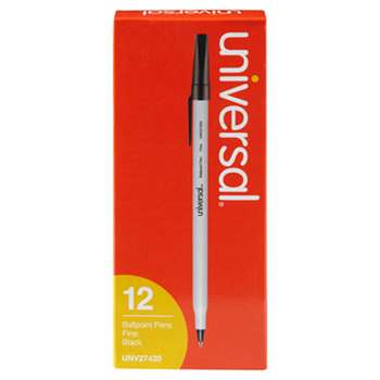 UNIVERSAL OFFICE PRODUCTS Economy Ballpoint Stick Oil-Based Pen, Black Ink, Fine, Dozen