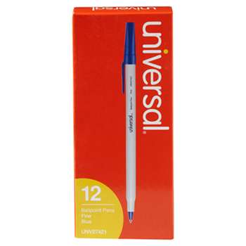 UNIVERSAL OFFICE PRODUCTS Economy Ballpoint Stick Oil-Based Pen, Blue Ink, Fine, Dozen