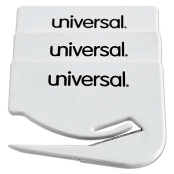 UNIVERSAL OFFICE PRODUCTS Letter Slitter Hand Letter Opener w/Concealed Blade, 2 1/2", White, 3/Pack