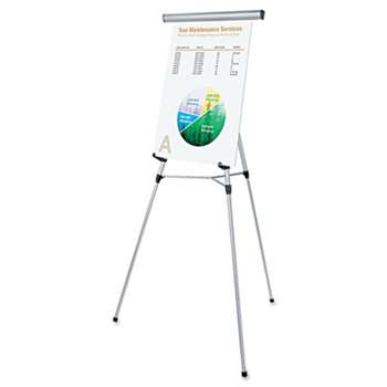 UNIVERSAL OFFICE PRODUCTS 3-Leg Telescoping Easel with Pad Retainer, Adjusts 34" to 64", Aluminum, Silver