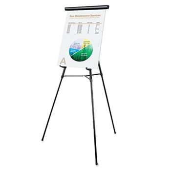 UNIVERSAL OFFICE PRODUCTS 3-Leg Telescoping Easel with Pad Retainer, Adjusts 34" to 64", Aluminum, Black