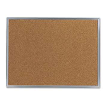 UNIVERSAL OFFICE PRODUCTS Bulletin Board, Natural Cork, 24 x 18, Satin-Finished Aluminum Frame