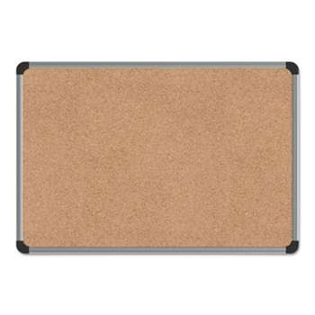 UNIVERSAL OFFICE PRODUCTS Cork Board with Aluminum Frame, 24 x 18, Natural, Silver Frame