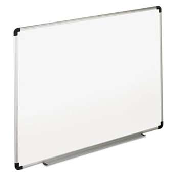 UNIVERSAL OFFICE PRODUCTS Dry Erase Board, Melamine, 48 x 36, White, Black/Gray Aluminum/Plastic Frame