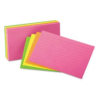 UNIVERSAL OFFICE PRODUCTS Ruled Neon Glow Index Cards, 4 x 6, Assorted, 100/Pack