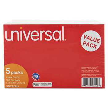 UNIVERSAL OFFICE PRODUCTS Unruled Index Cards, 5 x 8, White, 500/Pack