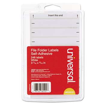 UNIVERSAL OFFICE PRODUCTS Typewriter-Compatible File Folder Labels, 3-7/16" x 9/16", White, 248/Pack