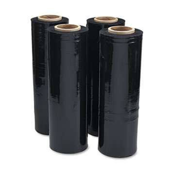 UNIVERSAL OFFICE PRODUCTS Black Stretch Film, 18" x 1, 500ft Roll, 20mic (80-Gauge), 4/Carton