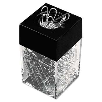 UNIVERSAL OFFICE PRODUCTS Paper Clips w/Magnetic Dispenser, Wire, 1 3/8", Silver, 12/100 Carton Boxes