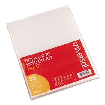 Universal 81525 Project Folders, Jacket, Poly, Letter, Clear, 25/Pack
