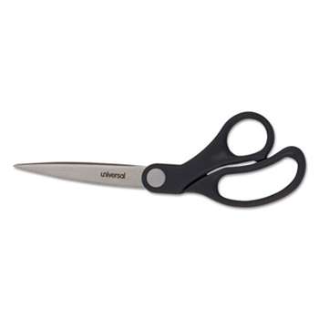 UNIVERSAL OFFICE PRODUCTS Economy Scissors, 8" Length, Bent Handle, Stainless Steel, Black