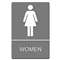 U. S. STAMP & SIGN ADA Sign, Women Restroom Symbol w/Tactile Graphic, Molded Plastic, 6 x 9, Gray