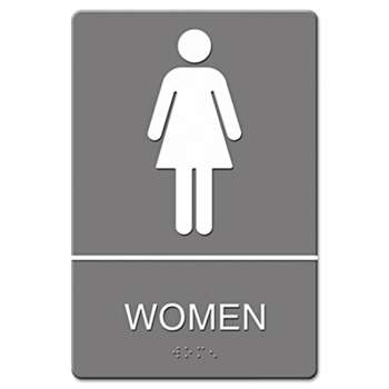 U. S. STAMP & SIGN ADA Sign, Women Restroom Symbol w/Tactile Graphic, Molded Plastic, 6 x 9, Gray