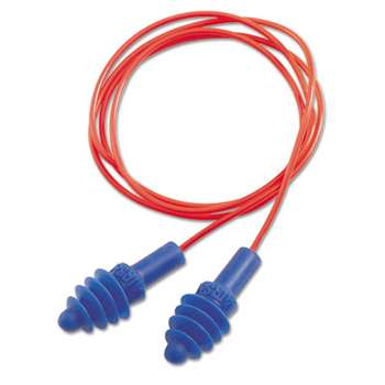 HONEYWELL ENVIRONMENTAL DPAS-30R AirSoft Multiple-Use Earplugs, 27NRR, Red Polycord, Blue, 100/Box