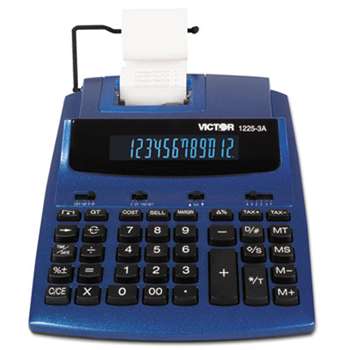 VICTOR TECHNOLOGIES 1225-3A Antimicrobial Two-Color Printing Calculator, Blue/Red Print, 3 Lines/Sec