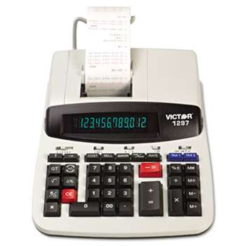 VICTOR TECHNOLOGIES 1297 Two-Color Commercial Printing Calculator, Black/Red Print, 4 Lines/Sec