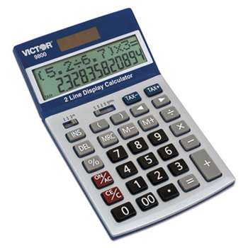 VICTOR TECHNOLOGIES 9800 2-Line Easy Check Display Calculator, 12-Digit, LCD