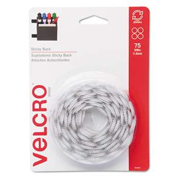 VELCRO USA, INC. Sticky-Back Hook and Loop Dot Fasteners, 5/8 Inch, White, 75/Pack