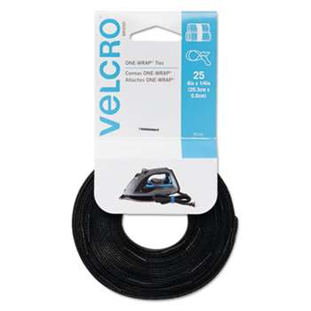 VELCRO USA, INC. Reusable Self-Gripping Cable Ties, 1/4 x 8 inches, Black, 25 Ties/Pack