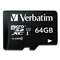 VERBATIM CORPORATION microSDXC Memory Card with SD Adapter, Class 10, 64GB