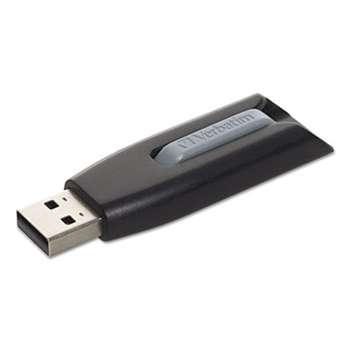 VERBATIM CORPORATION Store 'n' Go V3 USB 3.0 Drive, 64GB, Black/Gray