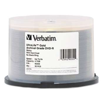 VERBATIM CORPORATION UltraLife Gold Archival Grade w/Branded Surface DVD-R, 4.7GB/16X, 50/PK Spindle