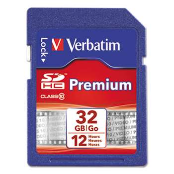 VERBATIM CORPORATION Premium SDHC Memory Card, Class 10, 32GB