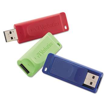 VERBATIM CORPORATION Store 'n' Go USB 2.0 Flash Drive, 4GB, Blue/Green/Red, 3/Pack