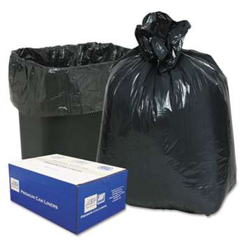 WEBSTER INDUSTRIES 2-Ply Low-Density Can Liners, 7-10gal, .6mil, 24 x 23, Black, 500/Carton