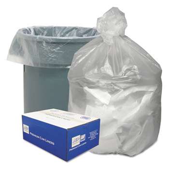 WEBSTER INDUSTRIES High Density Waste Can Liners, 31-33gal, 9mic, 33 x 39, Natural, 500/Carton