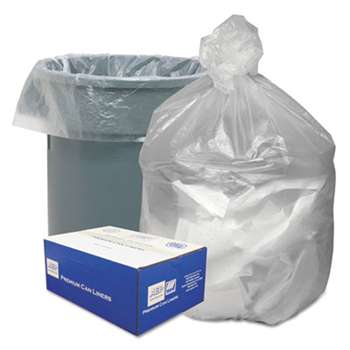 WEBSTER INDUSTRIES High Density Waste Can Liners, 40-45gal, 10 Microns, 40x46, Natural, 250/Carton