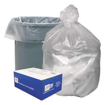 WEBSTER INDUSTRIES High Density Waste Can Liners, 56gal, 14 Microns, 43 x 46, Natural, 200/Carton