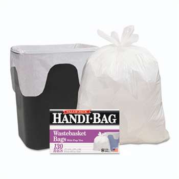 WEBSTER INDUSTRIES Handi-Bag Super Value Pack, 8gal, 0.6mil, 22 x 24, White, 130/Box