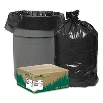 WEBSTER INDUSTRIES Recycled Can Liners, 56gal, 1.25mil, 43 x 48, Black, 100/Carton