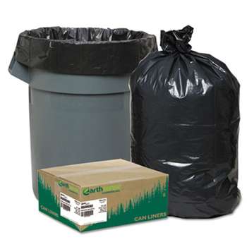 WEBSTER INDUSTRIES Recycled Can Liners, 55-60gal, 1.65mil, 38 x 58, Black, 100/Carton