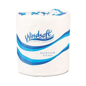 WINDSOFT Single Roll Bath One-Ply Bath Tissue, 1000 Sheets/Roll, 96 Rolls/Carton
