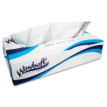 Windsoft 2430 Facial Tissue in Pop-Up Box, 100/Box, 6 Boxes/Pack