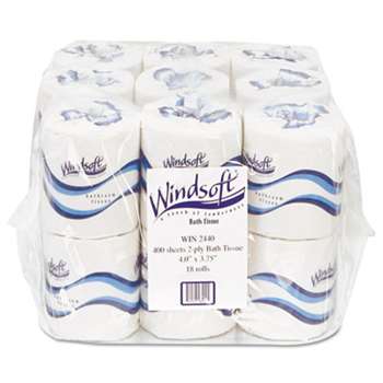 Windsoft 2440 Embossed Bath Tissue, 2-Ply, 400 Sheets/Roll, 18 Rolls/Carton
