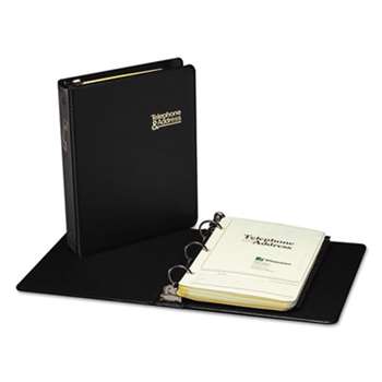 WILSON JONES CO. Looseleaf Phone/Address Book, 1" Capacity, 5 1/2 x 8 1/2, Black Vinyl, 80 Sheets