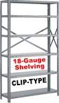 OPEN STEEL SHELVING 18-GAUGE "CLIP-TYPE", 5-SHELF UNIT