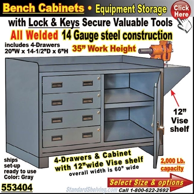 Heavy-Duty 4-Drawer Bench Storage Cabinet
