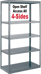 STURDY-SHELF OPEN STEEL SHELVING 20-GAUGE CLIP-TYPE, 5-SHELF UNIT