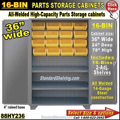88HY236 / 16-Bin Heavy-Duty Storage Cabinet