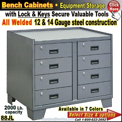 88JL / Heavy-Duty 36"Wide 8-DRAWER Bench Storage Cabinet